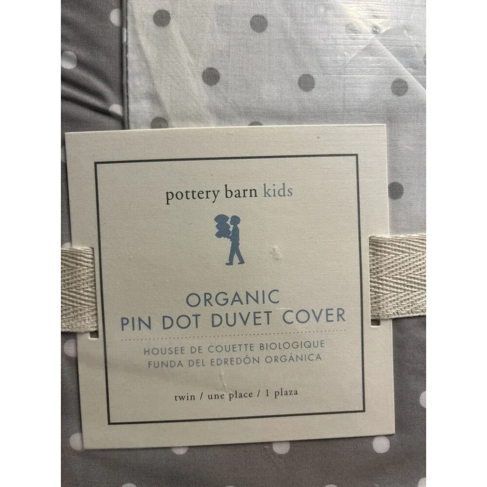 Pottery Barn Gray White Polka Duvet Cover Organic Cotton Twin